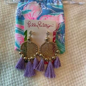 Lilly Pulitzer Gold and Purple Tassel Earrings
